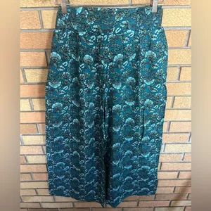 Band of the Free Elise Teal Floral Boho High Waist Wide Leg Pants Size Med NWT thumbnail 3