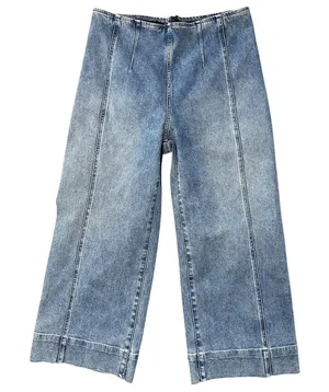 White House‎ Black Market Extra High Rise Wide Leg Crop Jeans Size 10 Bare Back thumbnail 1