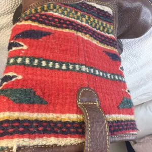BORN Brown Leather Kilim Woven Blanket Shaft Western Mid High Boot Size 7 thumbnail 2