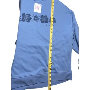 Roxy Blue Graphic Fleece Sweatshirt Women's S Coastal Surf Y2K Hibiscus thumbnail 8