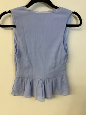 Lulus Light Blue Tie-Front Peplum Top Size Small thumbnail 2