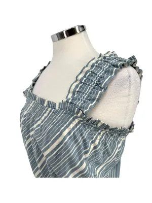 Socialite Coastal Striped Sleeveless Ruffle A-Line Dress Blue White Size Large thumbnail 4