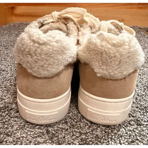 Sam Edelman Wess Cozy Suede Faux Shearling Sneakers Sesame Tan Beige 8.5M thumbnail 6