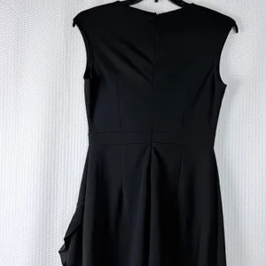 Black Sleeveless Wrap Midi‎ Dress Ruffle Hem Size L Feminine Party Formal Chic thumbnail 10