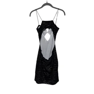 SHEIN Women's Black Zebra Flocked Mesh Cutout Mini Dress Size M thumbnail 8