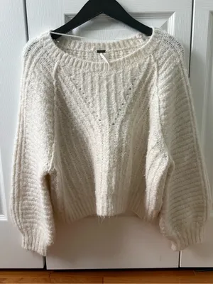 Free People Carter Oversized Sweater in White thumbnail 2