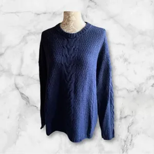 ✨Madewell Navy Easy Cable Knit Merino Wool Sz XS Sweater✨ thumbnail 5