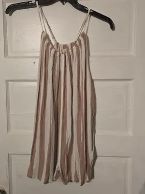 Billabong Taupe and White Striped Spaghetti Romper XS thumbnail 2