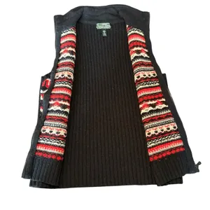 Lauren Ralph Lauren Fair Isle‎ Knit Vest Full Zip Women Size L Red Black White thumbnail 6