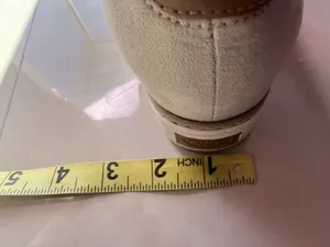 Dr. Scholl's "If Only" wedge slip-on sneakers in a light gray perforated suede material. thumbnail 7