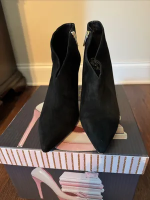 Vince Camuto Black Suede Pointed Ankle Booties thumbnail 1
