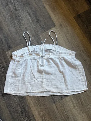Old Navy Crinkle Gauze Tank Top Spaghetti Strap XXLT Key Hole Elastic Tie Back thumbnail 5