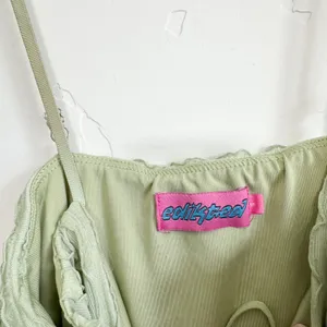 Edikted | Alessia Tie Front Ruffled Y2K‎ Open Top in Green thumbnail 4