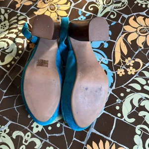Jeffrey Campbell Teal Suede Peep-Toe Slingback Heels thumbnail 4