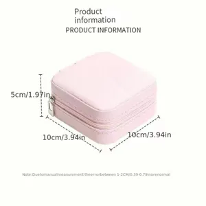 1pc Mini Jewelry Box, Portable Jewelry Storage Box, PU Leather‎ Small Organizer thumbnail 8