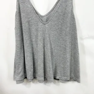Intimately Free People Small Tank Top Gray Ribbed V-Neck Swing Cropped Sleep 674 thumbnail 3