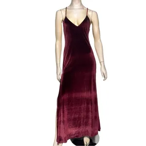 NBD Women’s S Burgundy Wine Velvet In the Deep Slit Sides Low Back Maxi Dress thumbnail 3