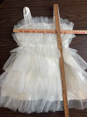 Streetwear Society Large White Layered Tulle Ruffle Dress Bling Waistline thumbnail 4