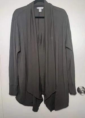 Athleta Draped Open-Front Cardigan - Charcoal Gray Large thumbnail 1
