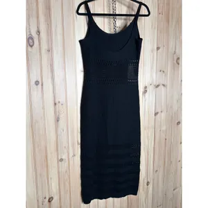 NWOT Lulus Strolls in the Sand Black Crochet Midi Swim Cover-Up Resort Beach M thumbnail 6