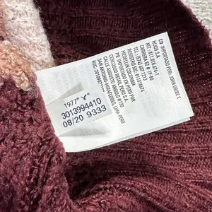 American Eagle Waffle Knit Tunic Sweater Women S Burgundy Striped V Neck Relaxed thumbnail 4