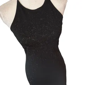 Vintage Roberta Size S Beaded Maxi Dress Formal Evening Prom Strappy Black thumbnail 3