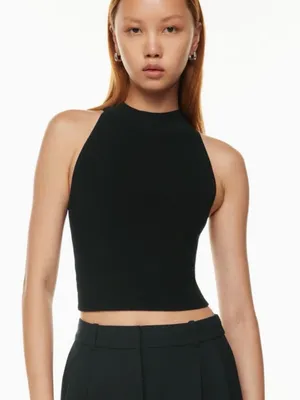 Aritzia‎ Babaton Sculpt Knit Mockneck Halter Top Black Size XS thumbnail 1