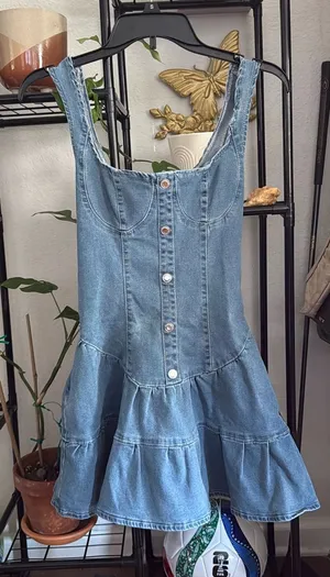 Missguided Dress Mini Denim thumbnail 1