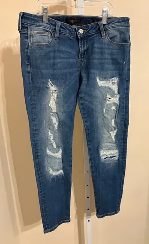 Guess Los Angeles Womens Skinny Distressed Jeans Medium Wash Blue Size 30 thumbnail 1