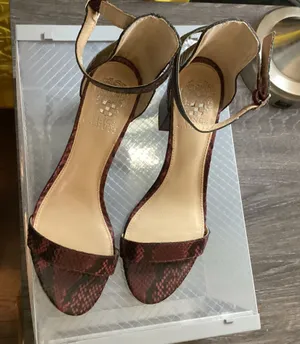 Vince Camuto Beah Block Heel Ankle Strap Sandals in Red Snakeskin thumbnail 1