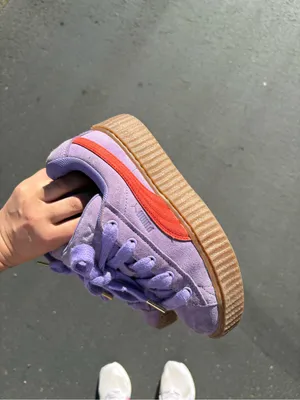 Savage X fenty X puma collab suede purple and red sneakers platforms 6 thumbnail 5
