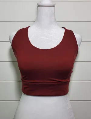 Free People FP Movement Top Maroon Racerback‎ Criss Cross Athletic Top Size S thumbnail 1