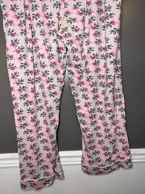 Vera Bradley Pajama Set Womens 2XL Pink Floral Jersey Button Front Lounge Pants thumbnail 14