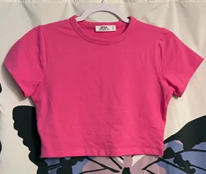 Cotton On Bright Pink Micro Crop Tee thumbnail 1