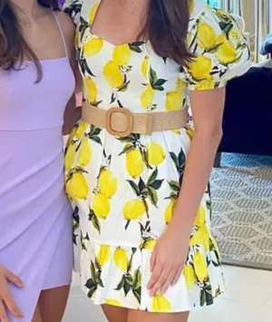 Lemon Puff Sleeve Mini Dress thumbnail 1