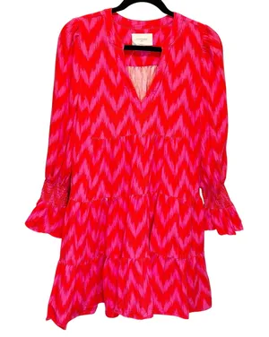 Tuckernuck Pomander Place Hot Pink Ikat Kenzo Dress - size Medium thumbnail 1