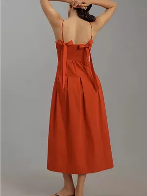 Damson Madder Iris Bow Midi Dress Red Size 10 thumbnail 2