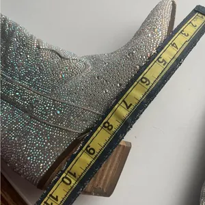Boutique Silver Crystals Bling Rhinestone Western Cowboy Boots Size 5 6 thumbnail 12