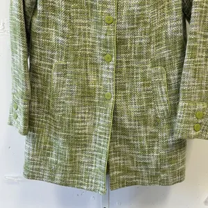 Dialogue Linen Blend Tweed Button Front Coat Spring Jacket Women's Size 10 Green thumbnail 5