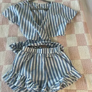 ZARA Blue and White Striped Two-Piece Set thumbnail 1