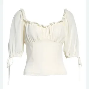 NEW Reformation Cantaloupe Ruffle Tie Sleeve Blouse Ivory 4 thumbnail 7