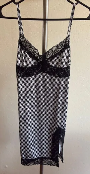 Houndstooth Print Dress Black Size XS thumbnail 1