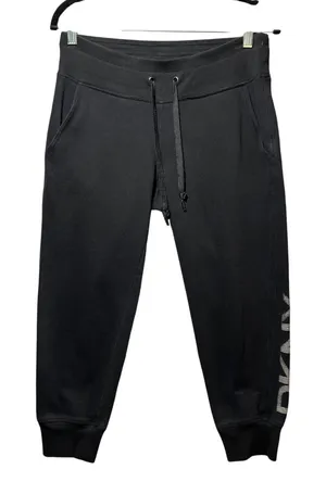 DKNY‎ Sport Womens Black Fleece Joggers Logo Graphic Sweatpants Size Small thumbnail 1