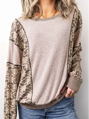 Floral Print Round Neck Long Sleeve Shift Top thumbnail 1