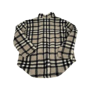 Koolaburra by UGG Plaid Sherpa Pullover Quarter Zip‎ Fleece Tan Black Large thumbnail 2