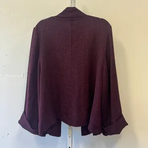 Willow Plum Burgundy Textured Single Button Open Front Jacket Lagenlook Boho XL thumbnail 2