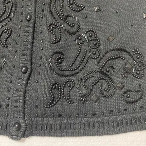 Yarnworks Sweater Vest Black Size Medium‎ Heavily Jeweled Beaded NWOT 18"x25" thumbnail 4