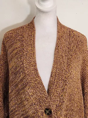 Daytrip Brown and Yellow Knit Cardigan Sweater Size Medium Flaw thumbnail 3