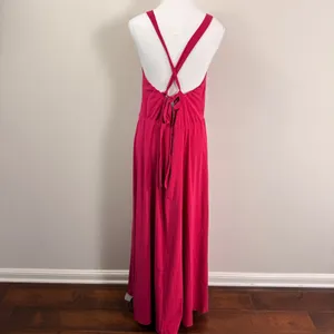 Abercrombie Fitch Dipped-Waist Hardware Maxi Dress Magenta Tie-Back Size XL thumbnail 7