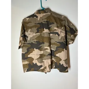Madewell Cottontail‎ Camo Short Sleeve Button Tie Front Shirt Womens L thumbnail 5